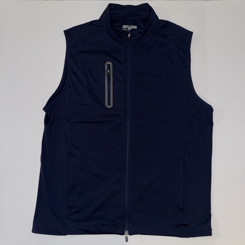 Men's Large Levelwear Full Zip Vest Blue Size Stand-Up Collar Logo Regular Fit